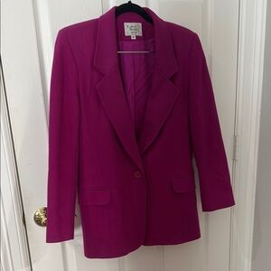 Vintage Kimberly Bennett Women's magenta Blazer 100% Merino wool size 8